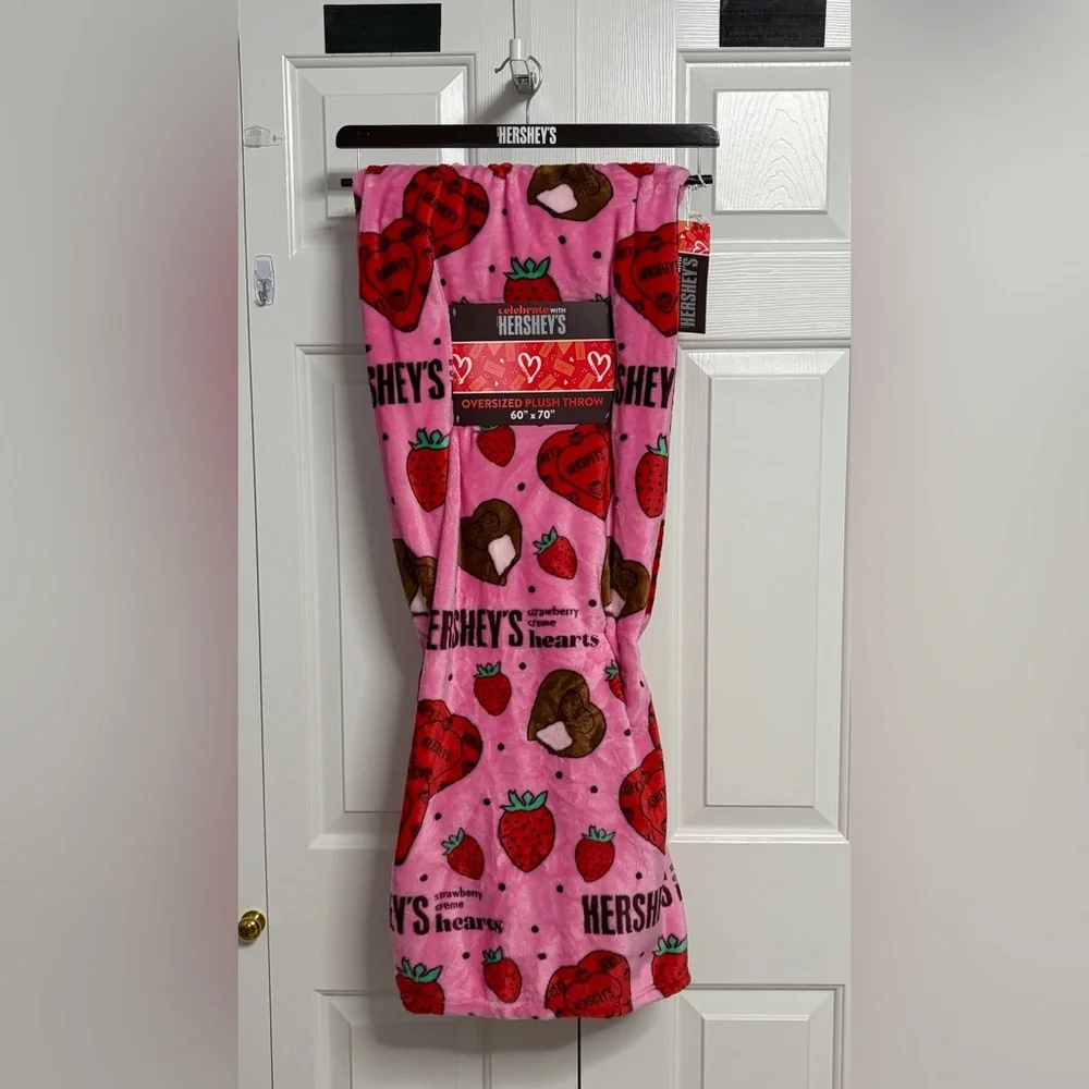 Hershey's Pink Strawberry Creme Hearts Fleece Throw Blanket